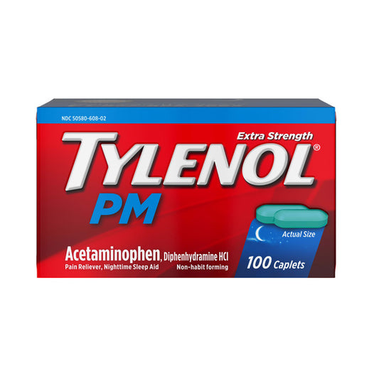 TYLENOL PM Extra Strength Pain Reliever & Sleep Aid Caplets, 100 ct