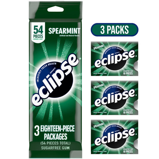 Eclipse Spearmint Sugarfree Chewing Gum Pack of 3