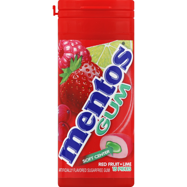 Mentos Gum, Sugarfree, Red Fruit, Lime