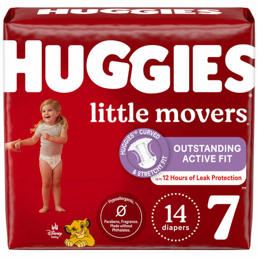 Huggies Little Movers Baby Diapers, Size 7 (41+ lbs)