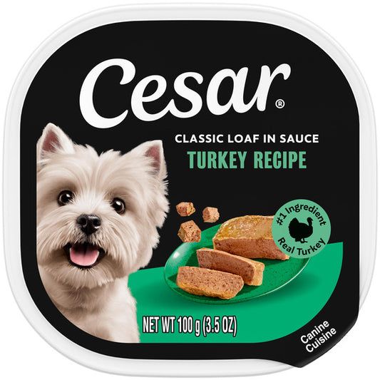 Cesar Loaf in Sauce Adult Wet Dog Food Turkey Recipe, 3.5 oz. Tray