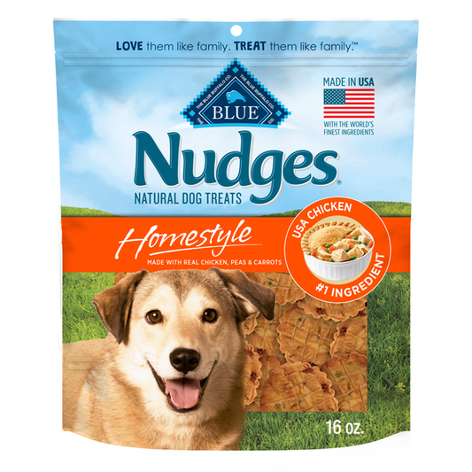 Blue Buffalo Nudges Homestyle Natural Dog Treats, Real Chicken, Peas, and Carrots, 16-oz. Bag