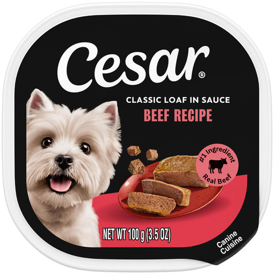Cesar Loaf in Sauce Adult Wet Dog Food Beef Recipe, 3.5 oz. Tray