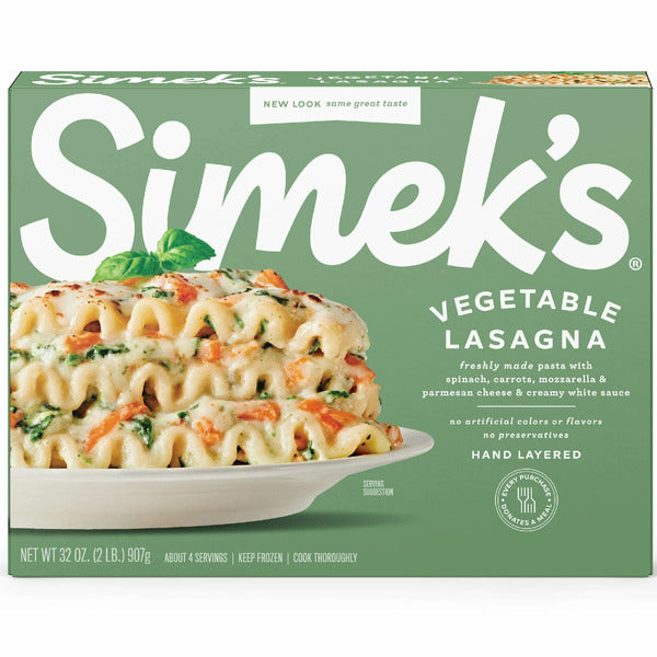 Simek's Vegetable Lasagna, Family Size Frozen Meal