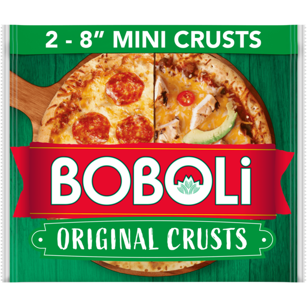 Boboli 2 ct, 8" Original, Mini Pizza Crusts, Ready-made, Cooked Pizza Dough, 9 oz