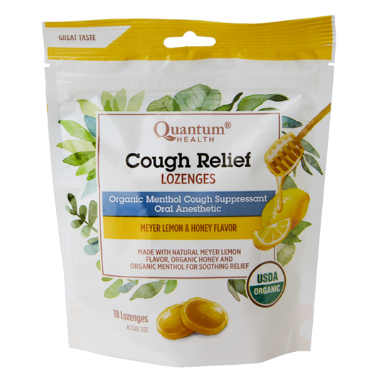 Quantum Health Cough Relief Meyer Lemon and Honey Bagged Lozenges 18 ct