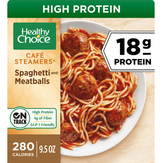 Healthy Choice Cafe Steamers Spaghetti & Meatballs, Frozen Meal