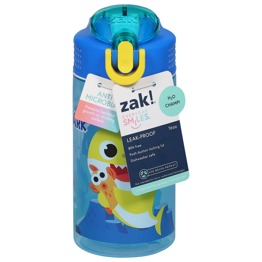 Zak! Straw Bottle, Baby Shark Antimicrobial, 16 Ounce