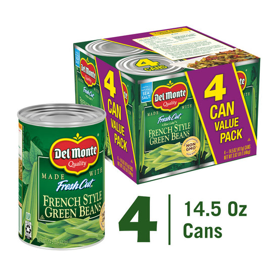 Del Monte Green Beans, French Style, 4 Can Value Pack