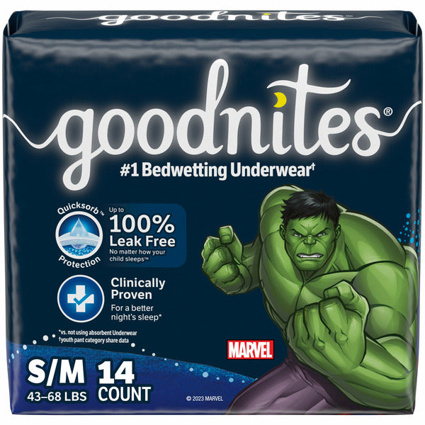 Goodnites Boys' Nighttime Bedwetting Underwear, Size S/M (43-68 lbs)