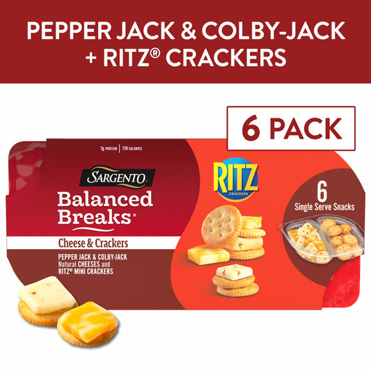 Sargento Balanced Breaks® Cheese & Crackers, Pepper Jack & Colby-Jack Cheeses and RITZ® Mini Original Crackers Snack Kit, 6-Pack