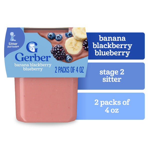 Gerber Stage 2 Baby Food Banana Blackberry Blueberry Puree Tubs Baby Puree