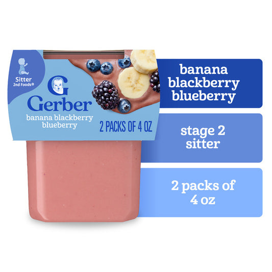 Gerber Stage 2 Baby Food Banana Blackberry Blueberry Puree Tubs Baby Puree