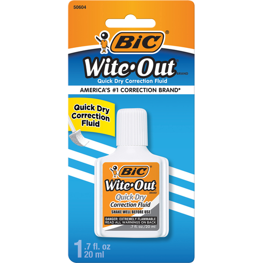 BIC Correction Fluid, White, Quick Dry