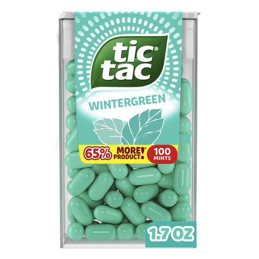 Tic Tac Wintergreen, On-the-Go Breath Mints, Pocket-Sized Mints, 100 pieces, 1.7 oz Single Pack