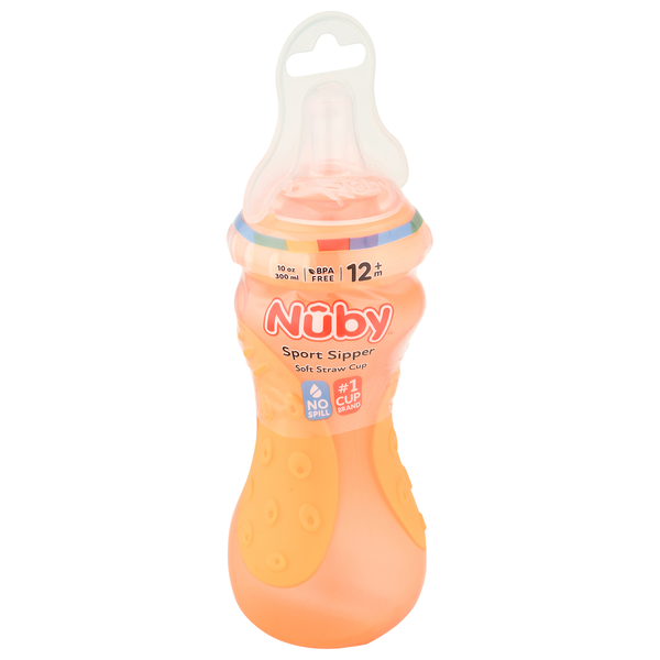 Nûby Straw Cup, Soft, Sport Sipper, 10 Ounce, 12m+