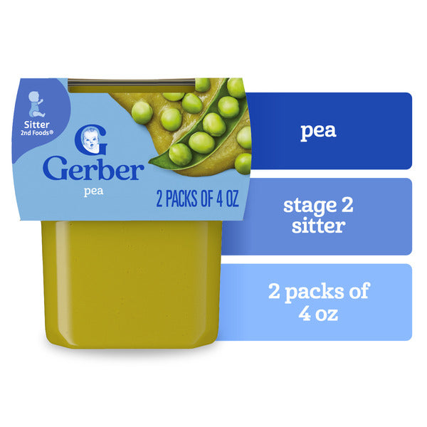 Gerber Stage 2 Baby Food Peas Baby Peas Puree Tub Baby Puree