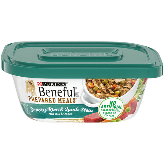 Purina Beneful High Protein Wet Dog Food With Gravy, Prepared Meals Savory Rice & Lamb Stew