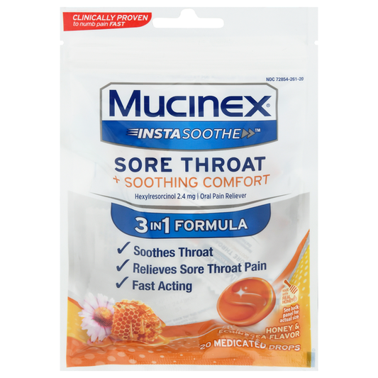 Mucinex Sore Throat Drops, Soothing Comfort, Honey & Echinacea Flavor