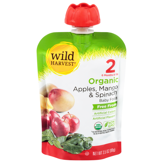Wild Harvest 2 6 Months & Up Organic Apples Mango & Spinach Baby Food