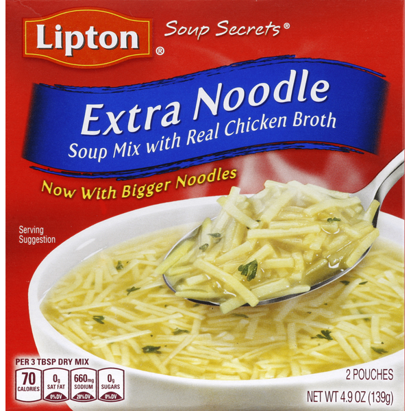 Lipton Soup Mix, With Real Chicken Broth, Extra Noodle
