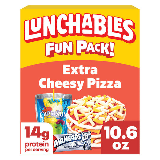 Lunchables Extra Cheesy Pizza Kids Lunch Snack Meal Kit with Capri Sun Drink & Airheads