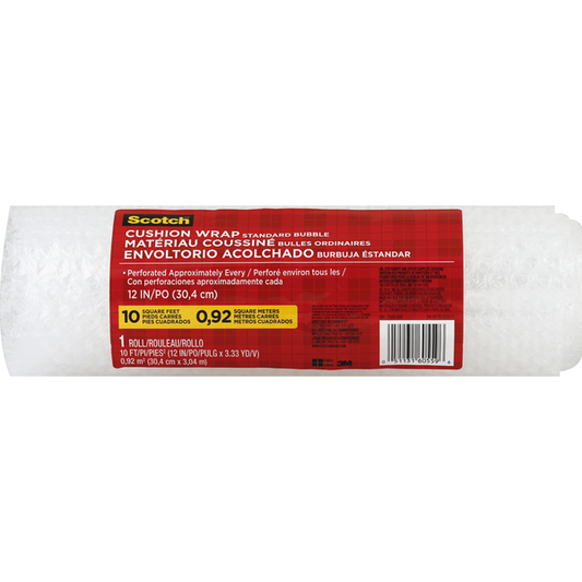 Scotch Cushion Wrap, Standard Bubble, 10 Square Feet