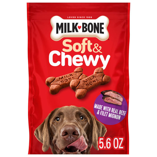 Milk-Bone Soft and Chewy Dog Treats, Beef & Filet Mignon Recipe With Chuck Roast