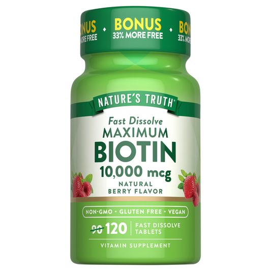 Nature's Truth Biotin 10,000 mcg, Maximum Strength Tablets