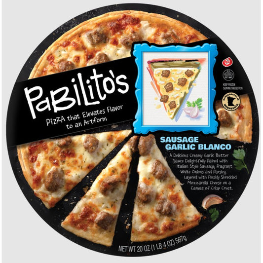 PaBilito’s White Sausage Garlic Butter Onions Mozzarella Cheese Parsley On A Crust Pizza