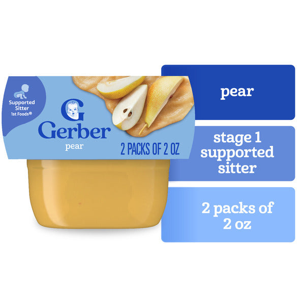 Gerber Stage 1 Baby Food Pear Puree Tubs