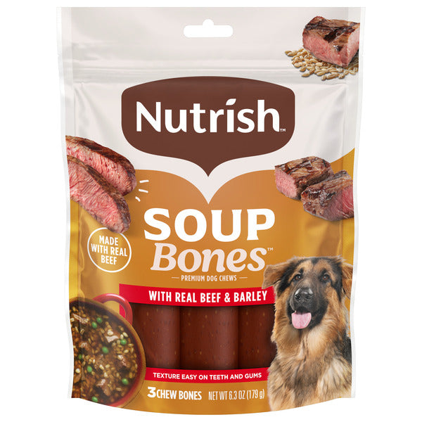 Rachael Ray Nutrish Soup Bones Tasty Long-Lasting Chews for Dogs With Real Beef & Barley