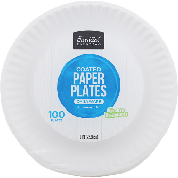 Essential Everyday Paper Plates, Dailyware, Coated, 9 Inch
