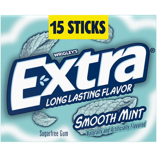 Extra Gum Smooth Mint Sugar Free Chewing Gum Single Pack Stick