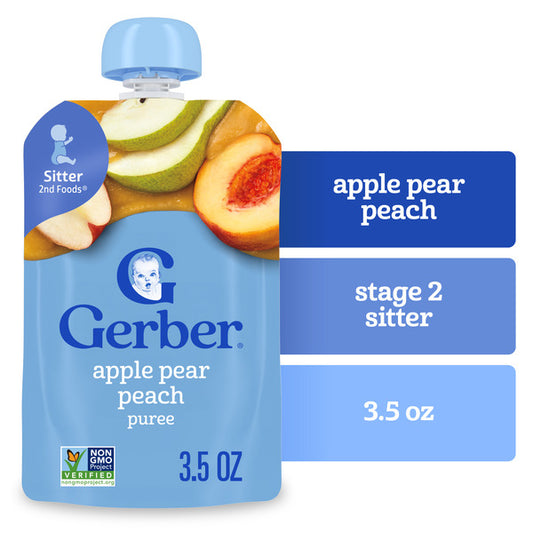 Gerber Stage 2 Baby Food Apple Pear Peach Puree Pouch