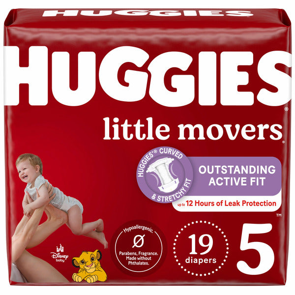 Huggies Little Movers Baby Diapers, Size 5 (27+ lbs)