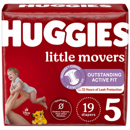Huggies Little Movers Baby Diapers, Size 5 (27+ lbs)
