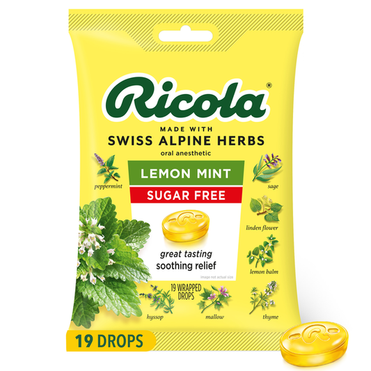 Ricola Sugar Free, Lemon Mint, Throat Drops