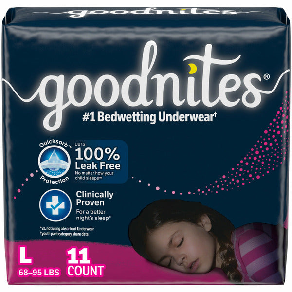 Goodnites Girls' Nighttime Bedwetting Underwear, Size Large (68-95 lbs)