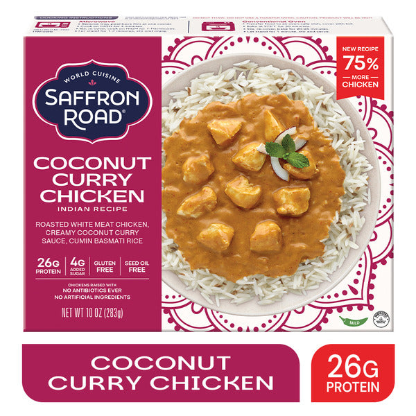 Saffron Road Coconut Curry Chicken High Protein No Seed Oil Frozen Indian Meal