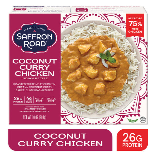 Saffron Road Coconut Curry Chicken High Protein No Seed Oil Frozen Indian Meal