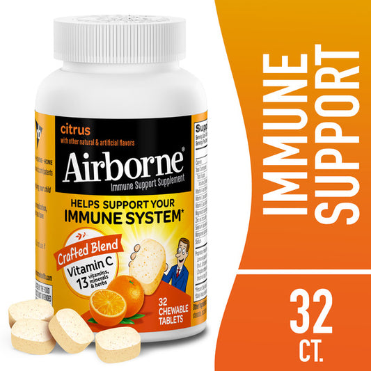 Airborne Vitamin C 1000mg - Citrus Chewable Tablets, Immune Support Supplement