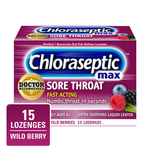 Chloraseptic Sore Throat Lozenges Max Strength Wild Berries