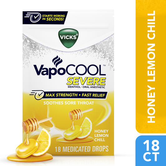 Vicks VapoCOOL™ SEVERE Honey Lemon Medicated Lozenges Cough Drops