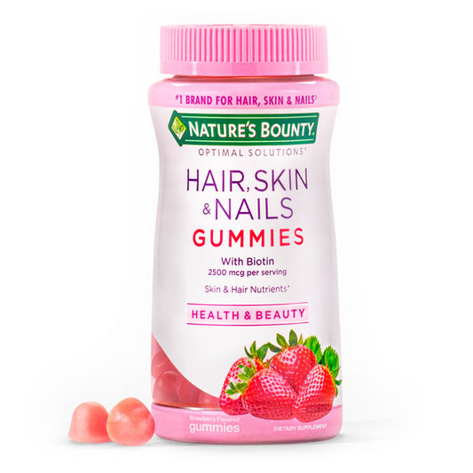 Nature's Bounty Optimal Solutions Hair, Skin & Nails Gummies Strawberry Flavored
