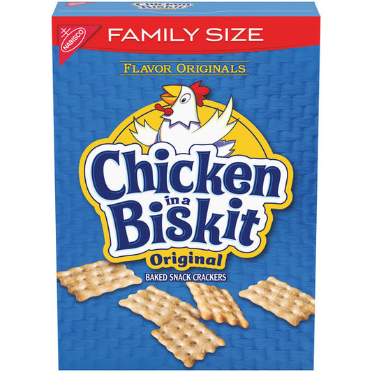 CHICKEN IN A BISKIT Original Baked Snack Crackers, Lunch Snacks, Family Size 12 oz