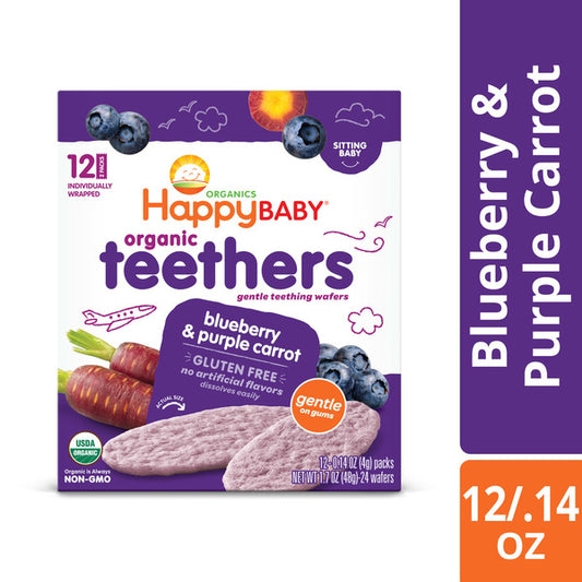 Happy Baby Organics Organic Teethers Gentle Teething Wafers Blueberry & Purple Carrot