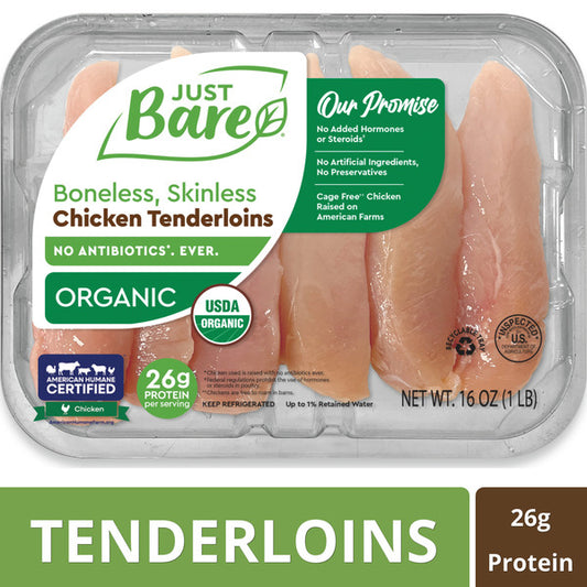 Just Bare Brand Organic Boneless Skinless Chicken Tenderloins