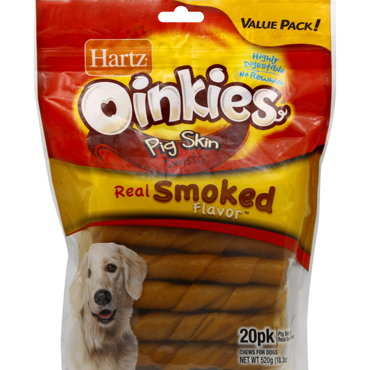 Hartz Chews for Dogs, Pig Skin Twists, Real Smoked Flavor, Value Pack